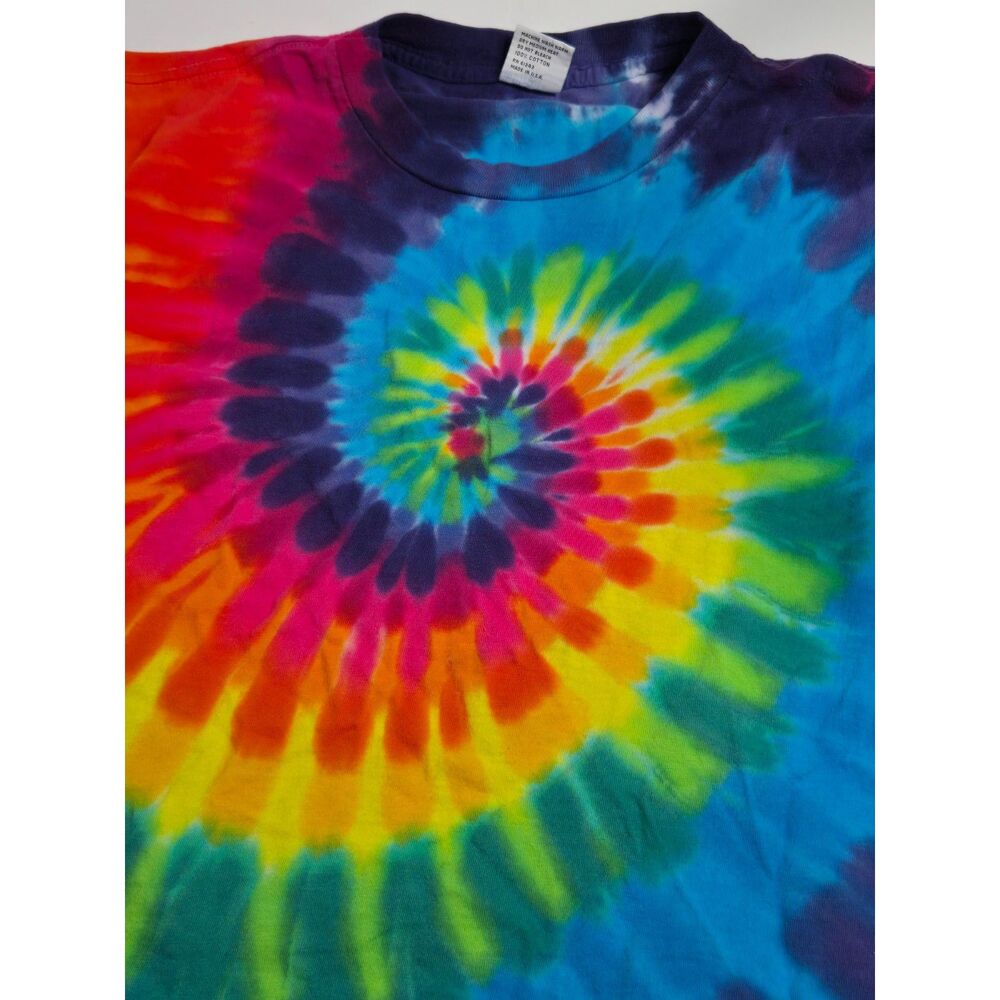 Vintage Sun Dog Spiral Tie Dye T-Shirt | Made in USA | Men's XL | Rainbow - Picture 4 of 9